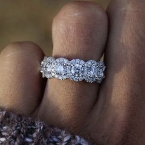 2 CT Diamond Silver Engagement Wedding Band Ring